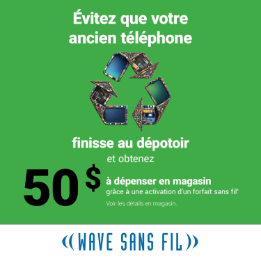 Évitez que votre ancien téléphone finisse au dépotoir et obtenez 50 $ * icon